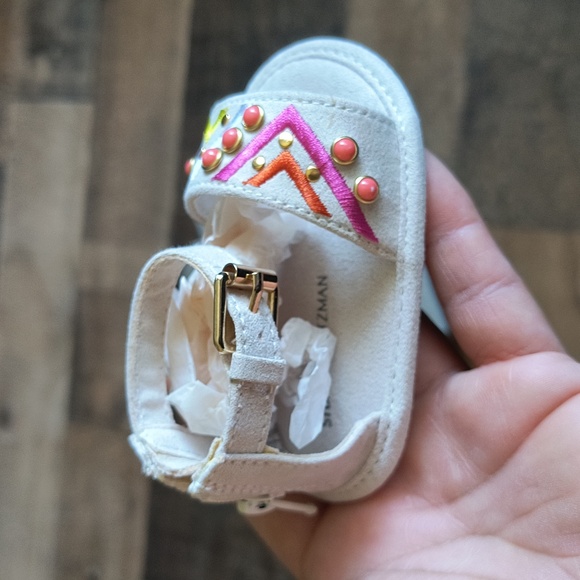 NIB Stuart Weitzman Sandals with Pink and Yellow Accents Sz 1 Baby - Picture 3 of 15